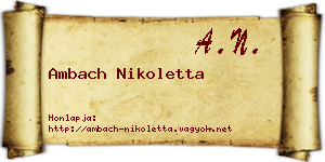 Ambach Nikoletta névjegykártya